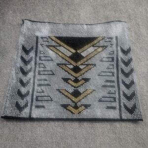 Remain Silver Metallic Studded Mini Skirt M Edgy Glam Disco Sequin Party Sparkly